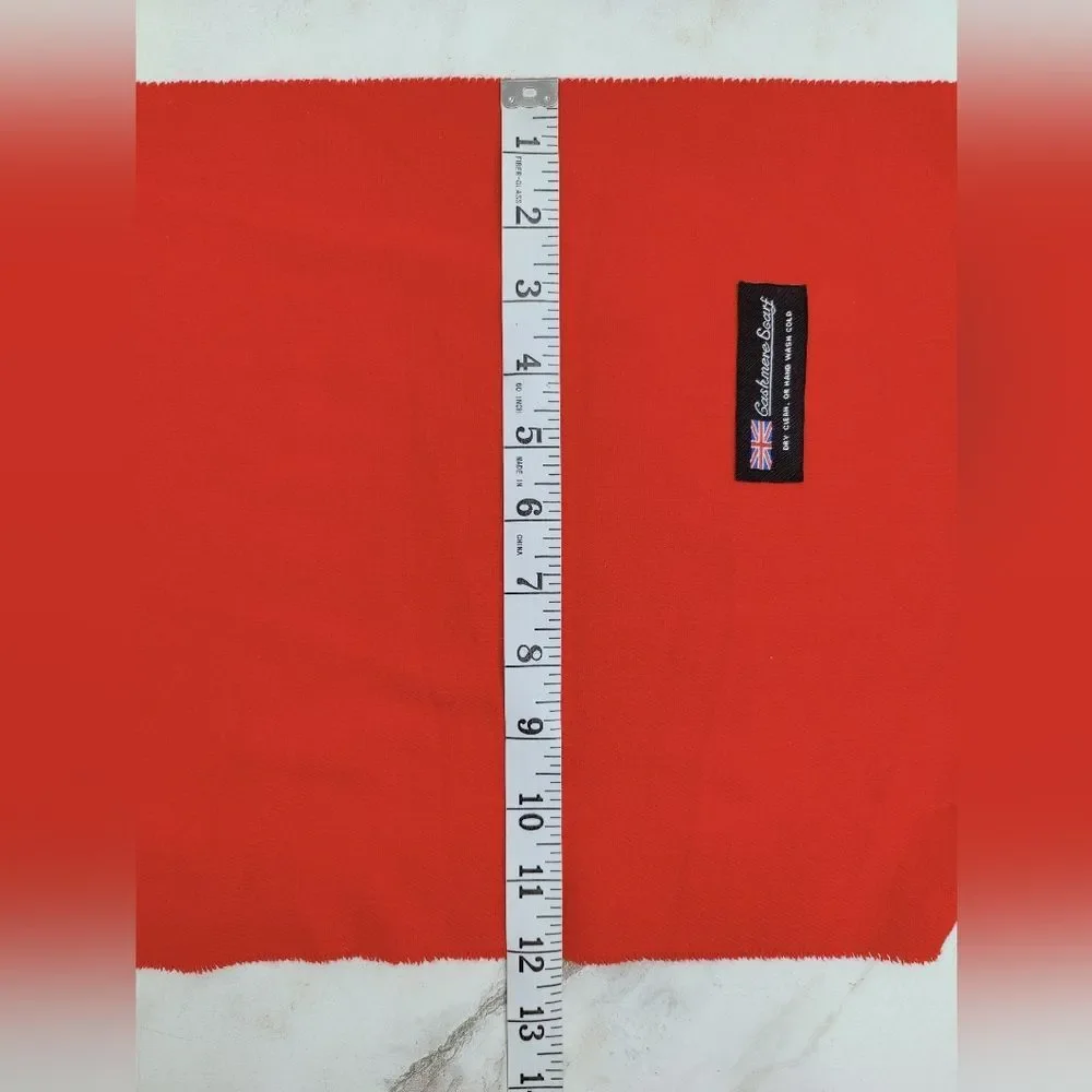 Unbranded Unisex Cashmere Scarf Wrap Bright Red 12”x37”